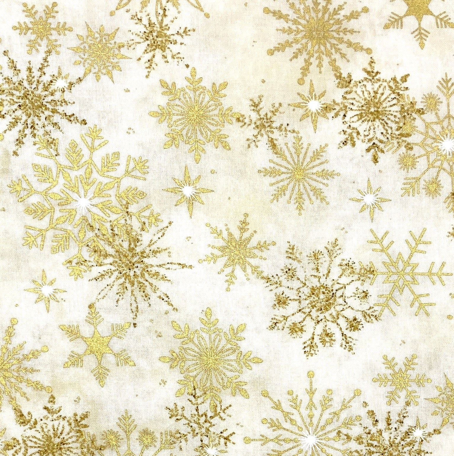 Snowflakes Metallic White Gold Stonehenge Christmas Joy Quilting C