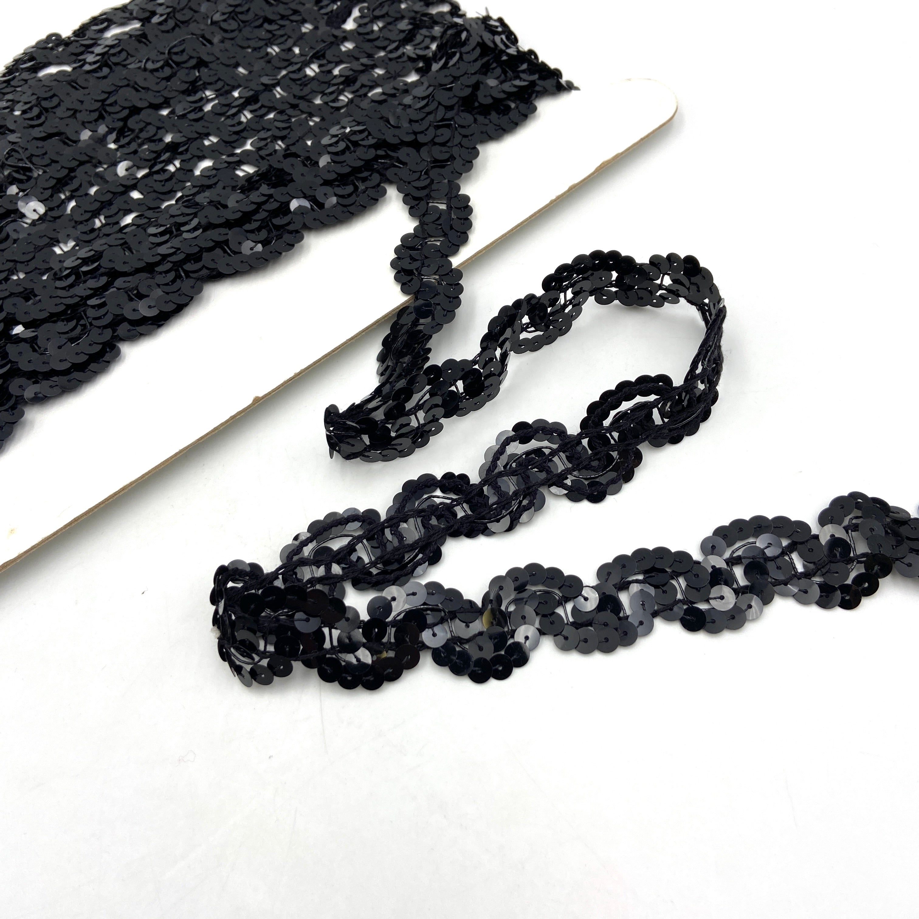 BLACK 1 INCH SEQUIN TRIM