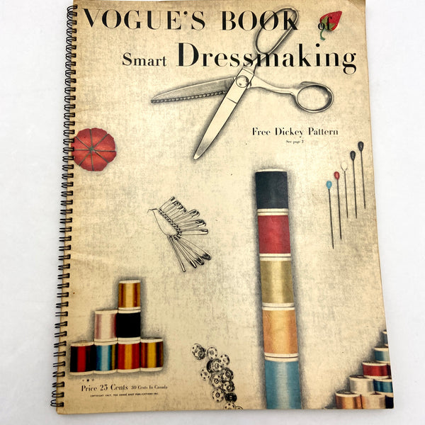 The front cover of the advertised sewing book, featuring various sewing notions scattered across the cover.