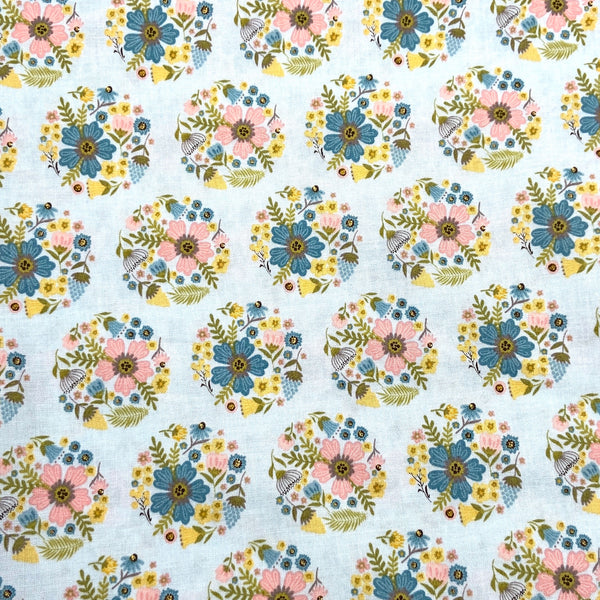 Floral Circle Blue | Wanderings | Quilting Cotton