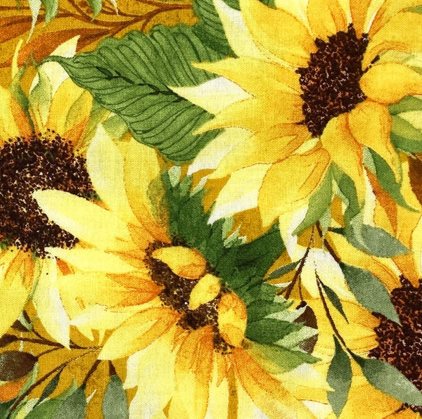 Sunflowers on White | Autumn Sun | Quilting Cotton