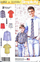 Simplicity 8180 | Kid's and Men's Shirt, Boxer Shorts, & Tie | Child Size Sm-Lg / Adult Size S-XL