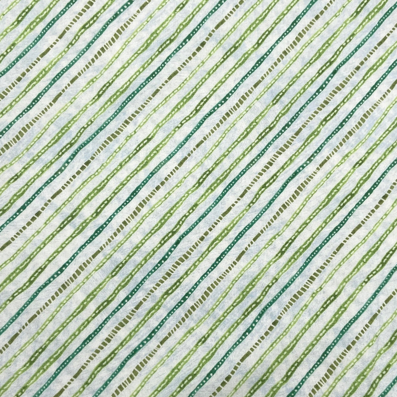 Scratch Stripe Green | Floral Flight | Quilting Cotton