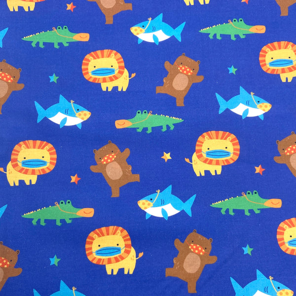 Animal Friends Blue | Mask Up | Quilting Cotton