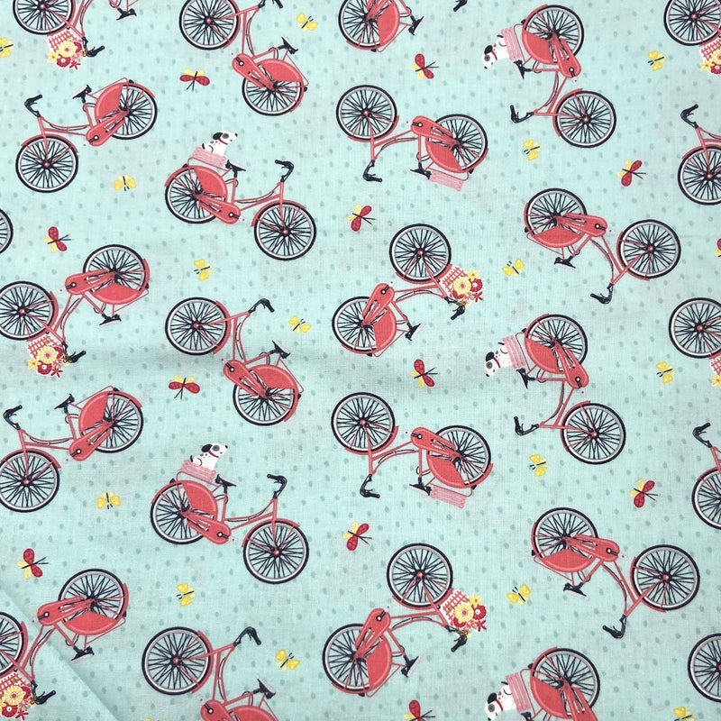 Bikes Aqua | Adventure Time | Quilting Cotton