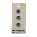 Three blue buttons on a JHB International card with a white background