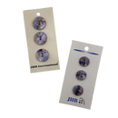 Two packages of buttons with 'JHB International' branding on a white background