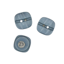 Set of three light blue buttons on a white background