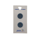 Two blue buttons on a JHB branded card against a white background