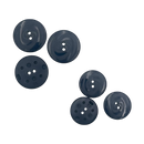 Set of six dark blue buttons on a white background