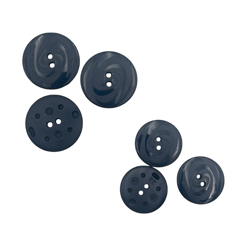 19mm & 22mm Navy Swirl | Plastic Buttons | Choose Your Size