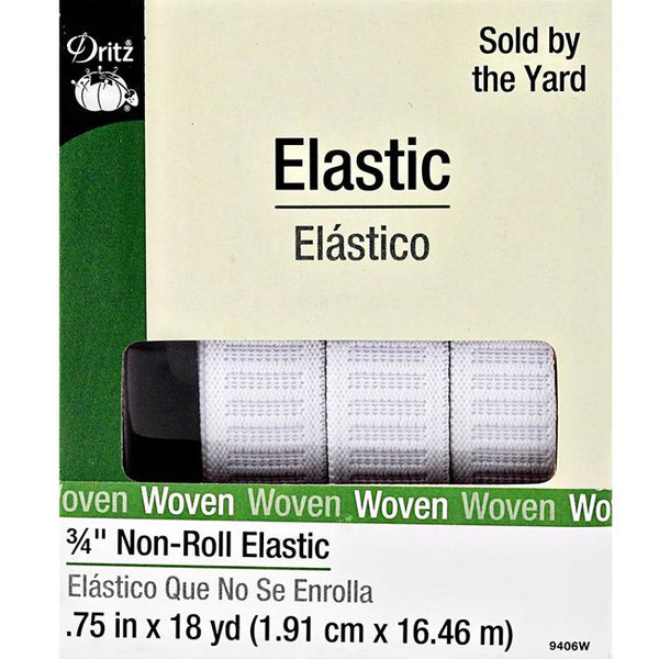 3/4" White | Dritz Non-Roll Elastic | By the Yard