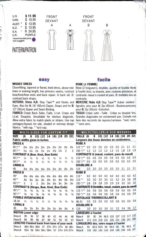 Butterick 4797 Donna Ricco | Misses' Dresses | Size 12-16