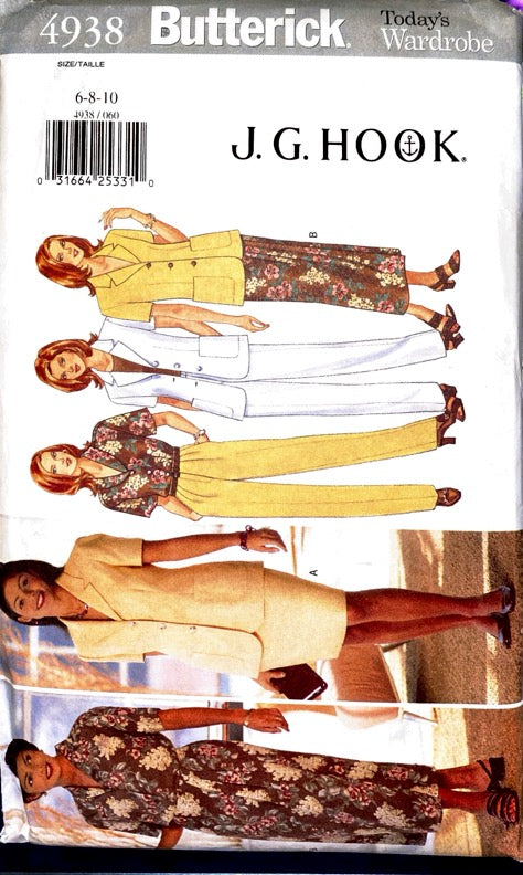Butterick 4938 J.G. Hook | Misses' Jacket, Top, Skirt, & Pants | Size 6-10