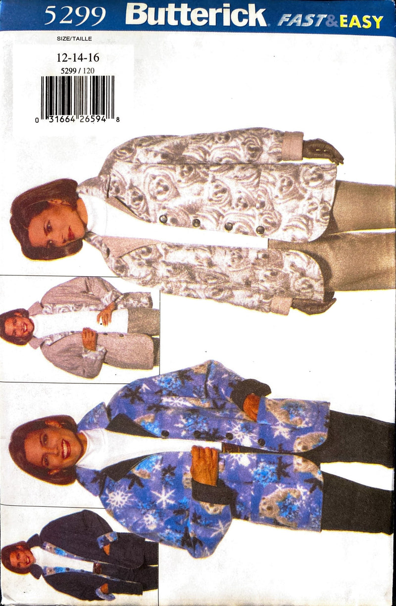 Butterick Fast & Easy 5299 | Misses' Petite Jacket | Size 12-16