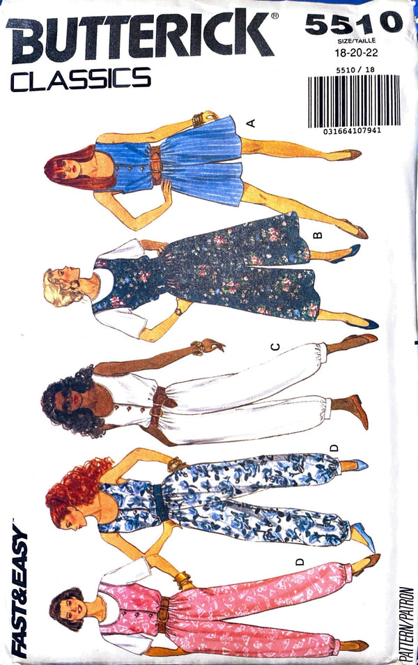 Butterick Classics 5510 | Misses' Jumpsuit & Top | Size 18-22