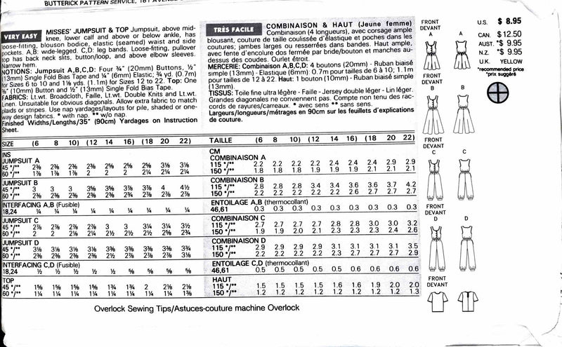 Butterick Classics 5510 | Misses' Jumpsuit & Top | Size 18-22