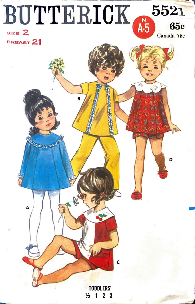 Great Condition, Vintage | Butterick 5521 | Toddlers' Dress, Pants, & Shorts | Size 1/2 - 3