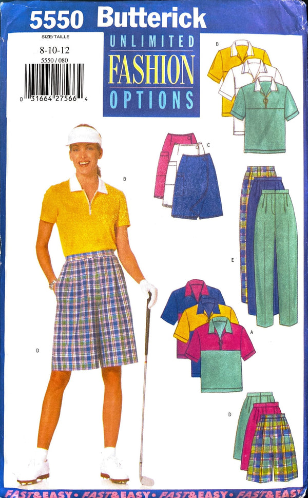 Butterick 5550 | Misses' Top, Skort, Shorts, & Pants | Size 8-12