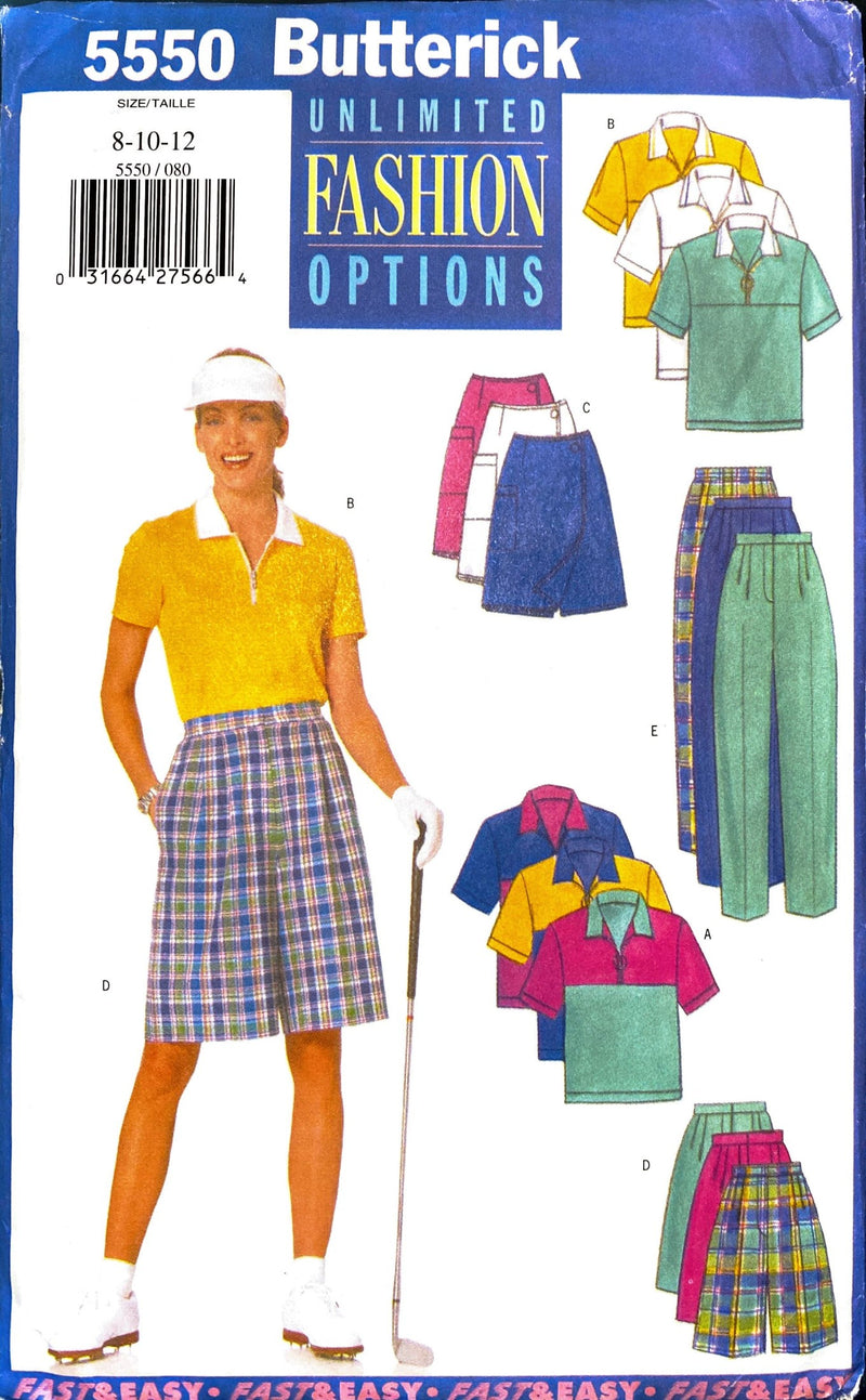 Butterick 5550 | Misses' Top, Skort, Shorts, & Pants | Size 8-12