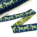 1.5" Blue Dala Horse | Jacquard Ribbon
