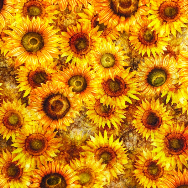 Bright sunflower print quilting fabric