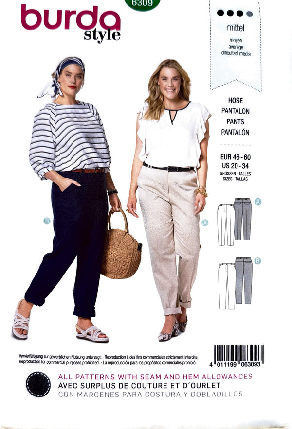 Burda 6309 | Adult Pants | Size 20-34