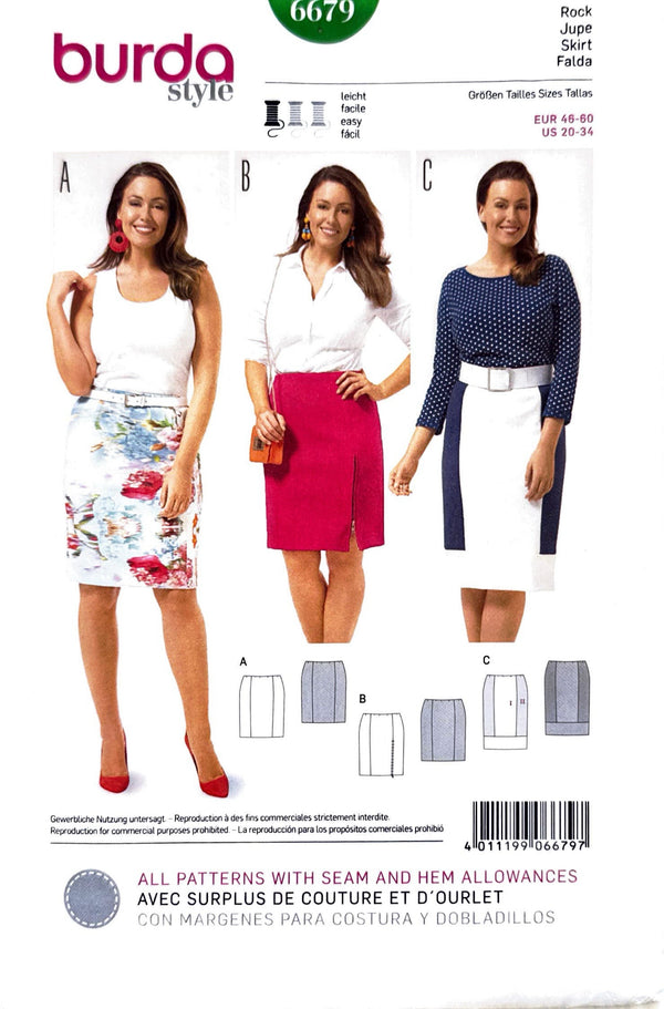 Burda 6679 | Adult Skirt | Size 20-34
