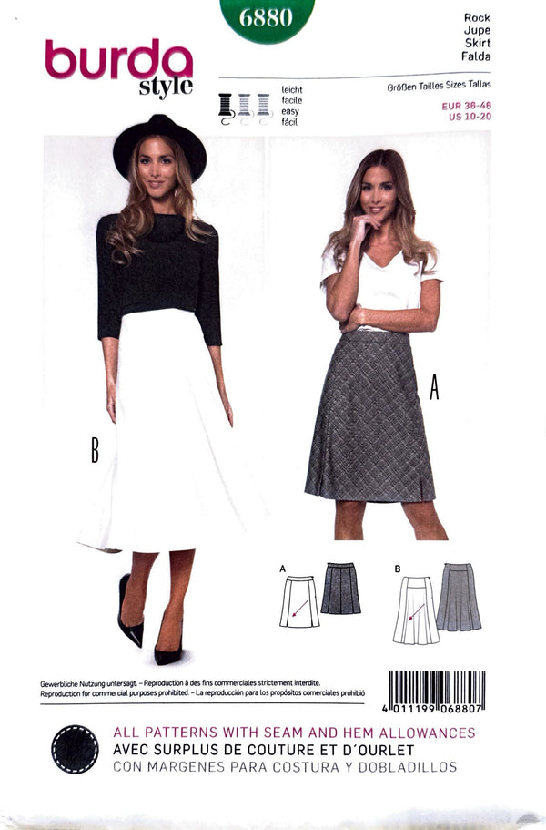 Burda 6880 | Adult Skirt | Size 10-20