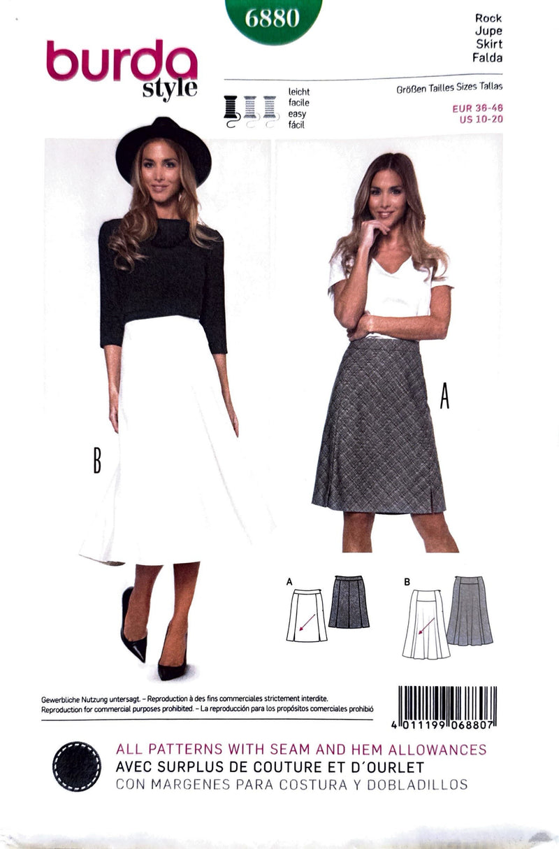 Burda 6880 | Adult Skirt | Size 10-20