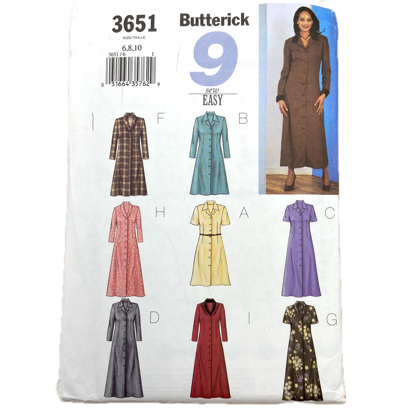 Butterick 3651 | Adult Dress | Size 6-10