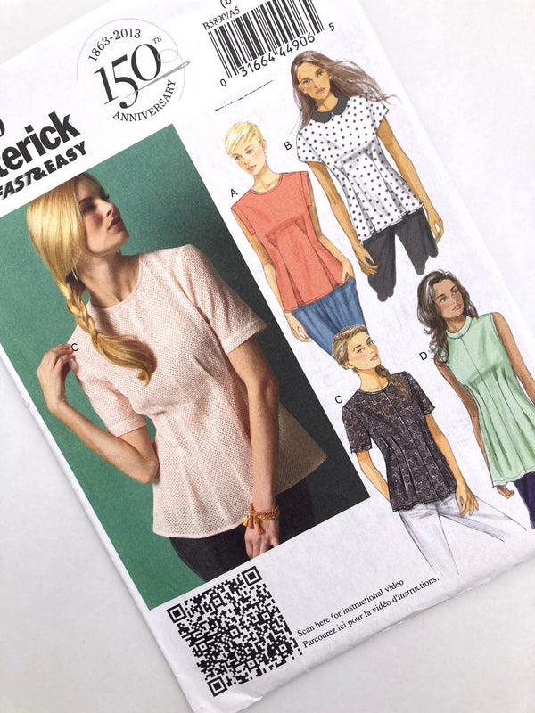 Butterick B5890 | Adult's Petite Top and Tunic | Sizes 6-14