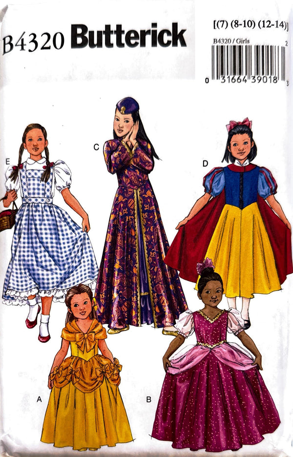 Butterick B4320 | Kids Classic Character Costumes | Sizes 7-14