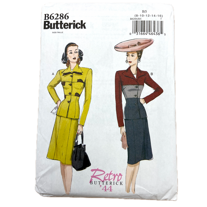 Butterick B6286 | Retro Adult Jacket and Skirt | Size 8-16