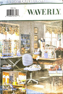 Waverly fabric design book with room scene illustrations and product labels.