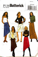 Butterick pattern packaging with models wearing different skirt styles on a white background