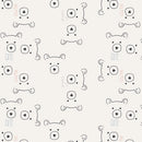 Pattern of cute bear faces with 'cute' text on a light gray background