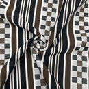 Checkers | Brown Checked and Striped Polyester | Double Knit