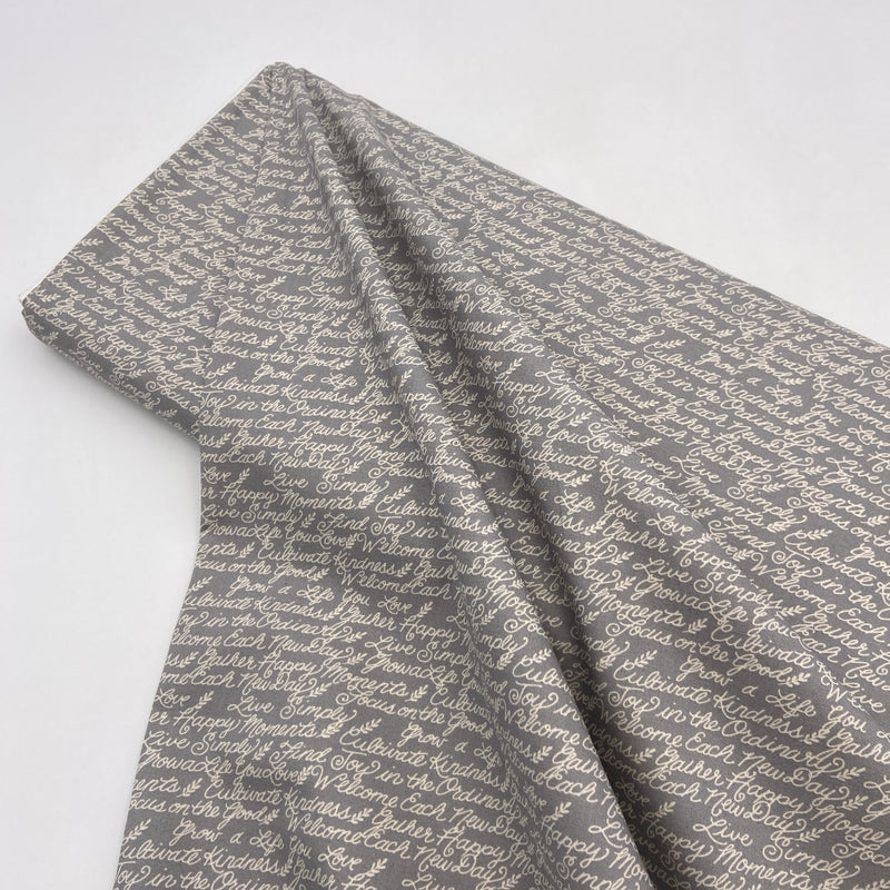 Kind Words Gray | Cultivate Kindness | Quilting Cotton