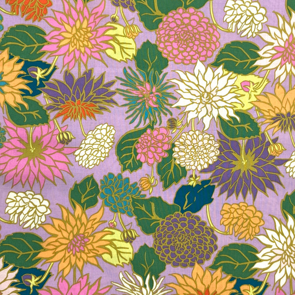 Dahlia Love Lilac | In The Garden | Organic Quilting Cotton