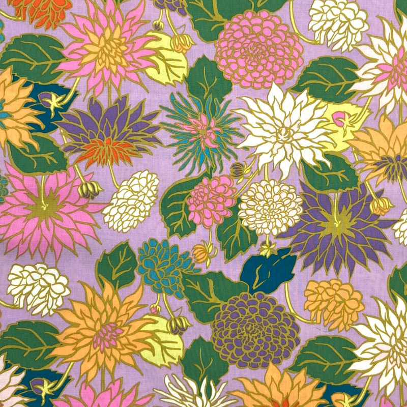 Dahlia Love Lilac | In The Garden | Organic Quilting Cotton