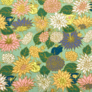 Dahlia Love Sage | In The Garden | Organic Quilting Cotton