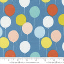 Colorful balloon pattern on a blue background with a ruler at the bottom.