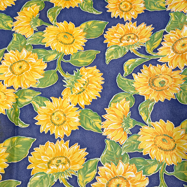Sunflowers on Blue | Flannel Backed Vinyl Tablecloth