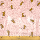 Leafy Keen Cats Pink | PUL Fabric | Polyurethane Laminate | Laminated on the FRONT