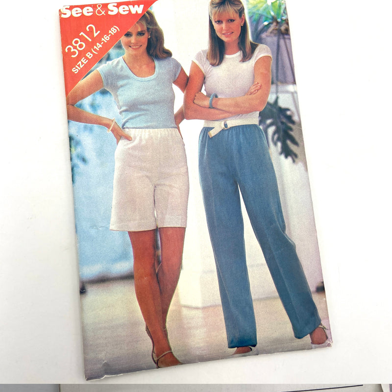 Butterick See & Sew 3812 | Adult Pants or Shorts | Size 14-18