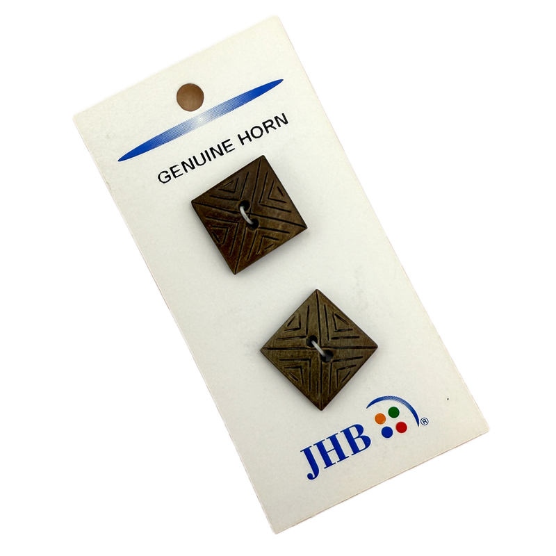 3/4" Carved Square | Horn Buttons