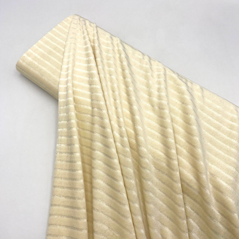 Ivory Stripe | Stretch Velvet | As Is, see listing description