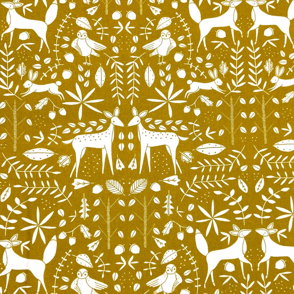 Deer Mustard | Nocturnal | Quilting Cotton