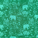 Elephants Emerald | Jungle Paradise | Quilting Cotton